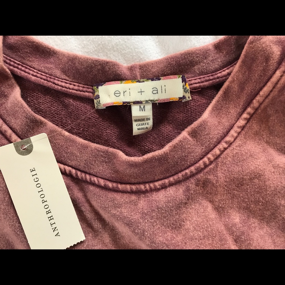 NWT Anthro eri+ali acid wash ruffle sweatshirt M